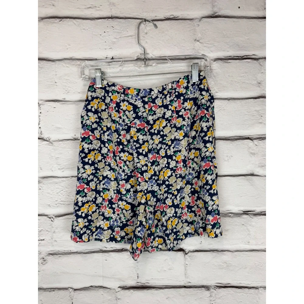 Woolrich‎ Womens Vintage Floral High Rise Side Button Navy Multi Color Shorts
